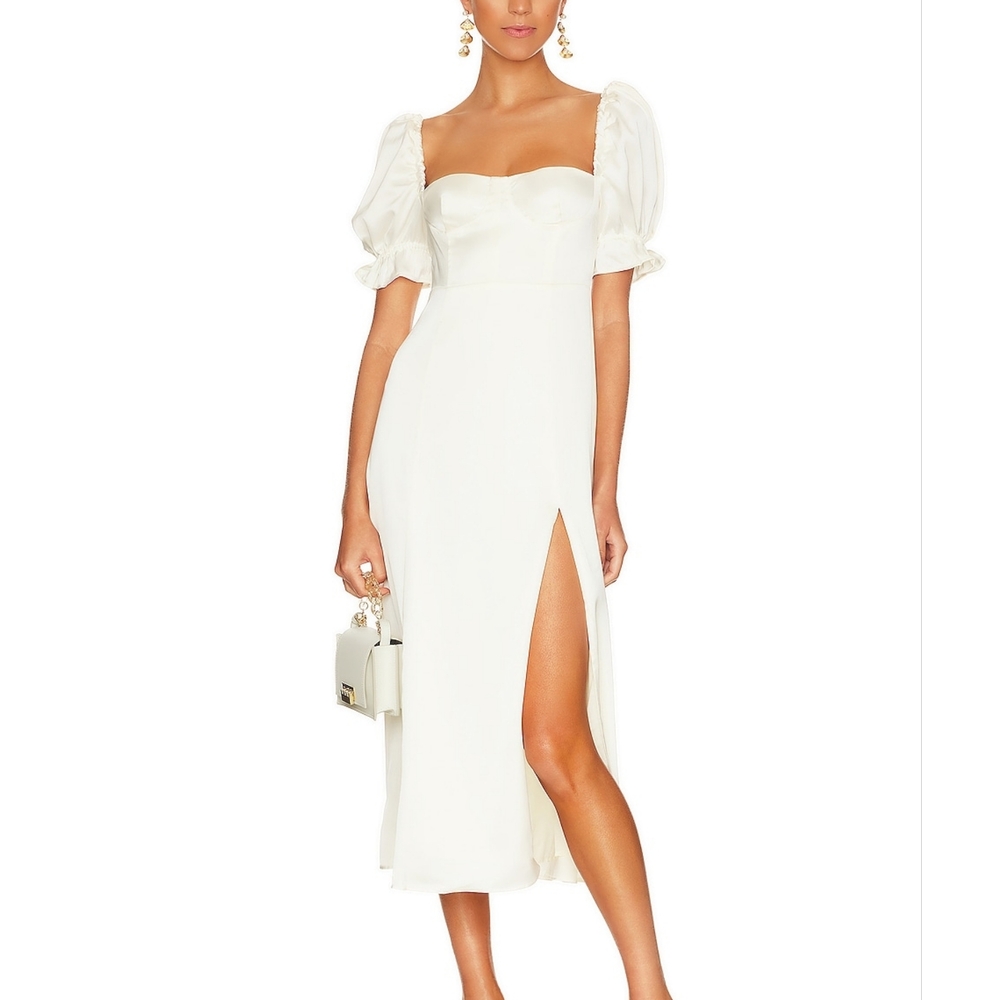 WeWoreWhat Ivory Puff-Sleeve Midi Dress 8